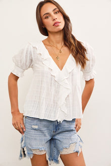  Ruffled V-Neck Blouse