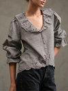 Embroidered Check Blouse - Charcoal