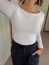 boatneck long sleeve basic - white