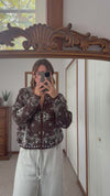 Chocolate Bandana Zipper Cardigan