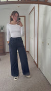 Navy Terry Wide Leg Sweatpants